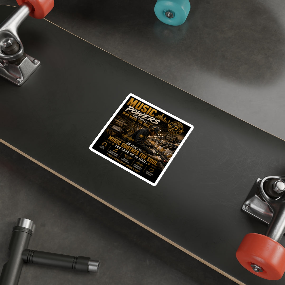 Postal Music — Music Powers the People — Die-Cut Sticker
