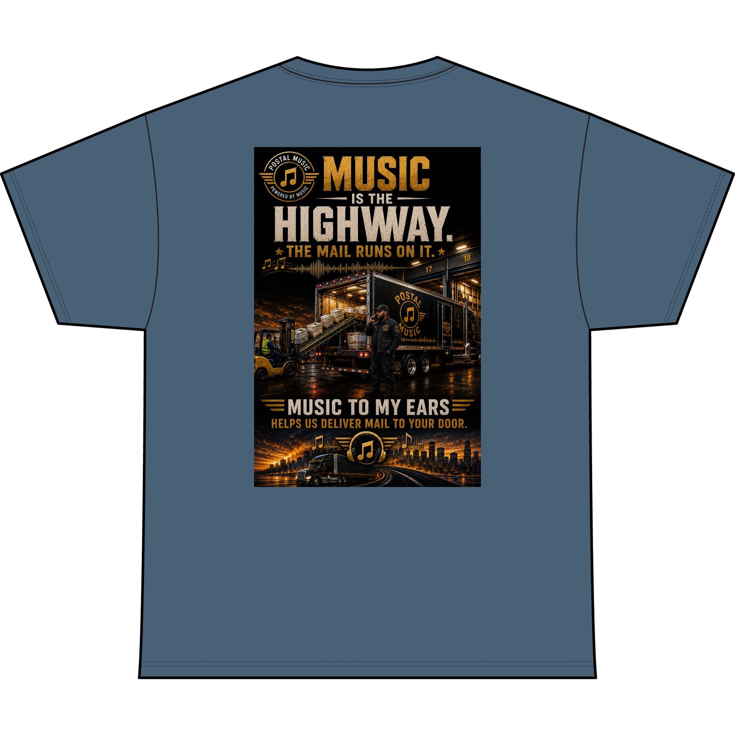 Postal Music — Music Is the Highway — Heavyweight T-Shirt