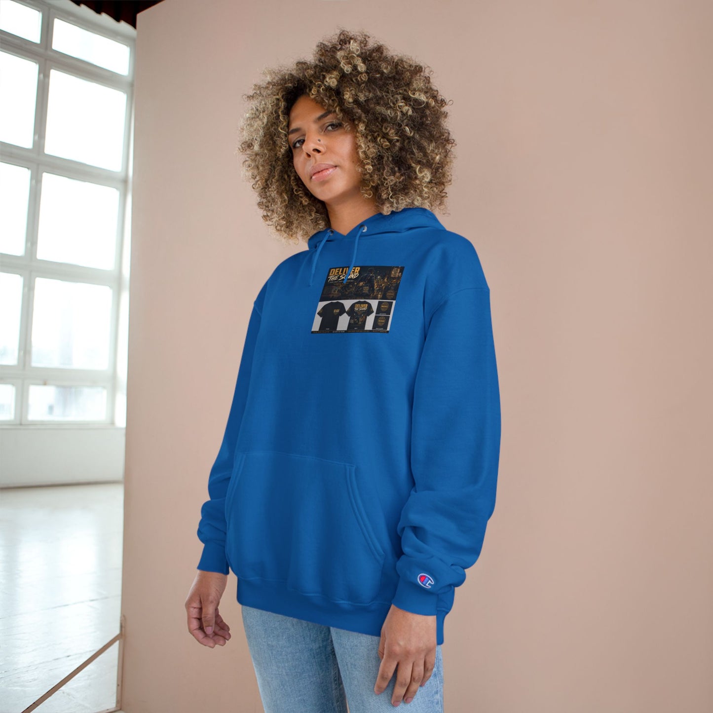 Postal Music — Deliver the Sound — Champion Premium Hoodie