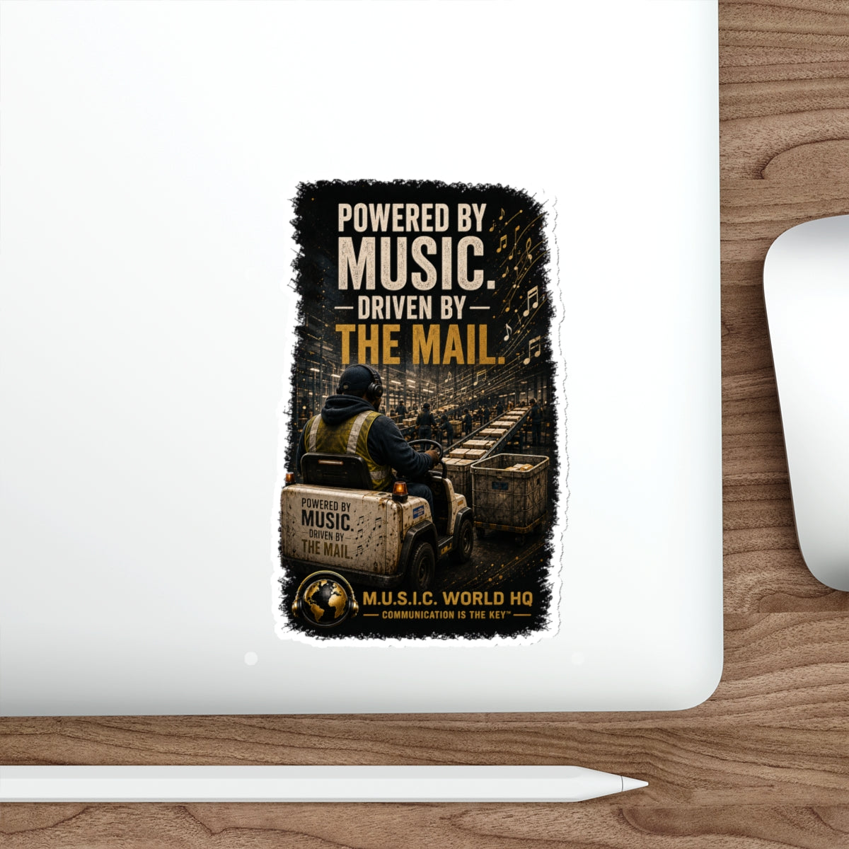 Postal Music - Powered by Music Die-Cut Sticker