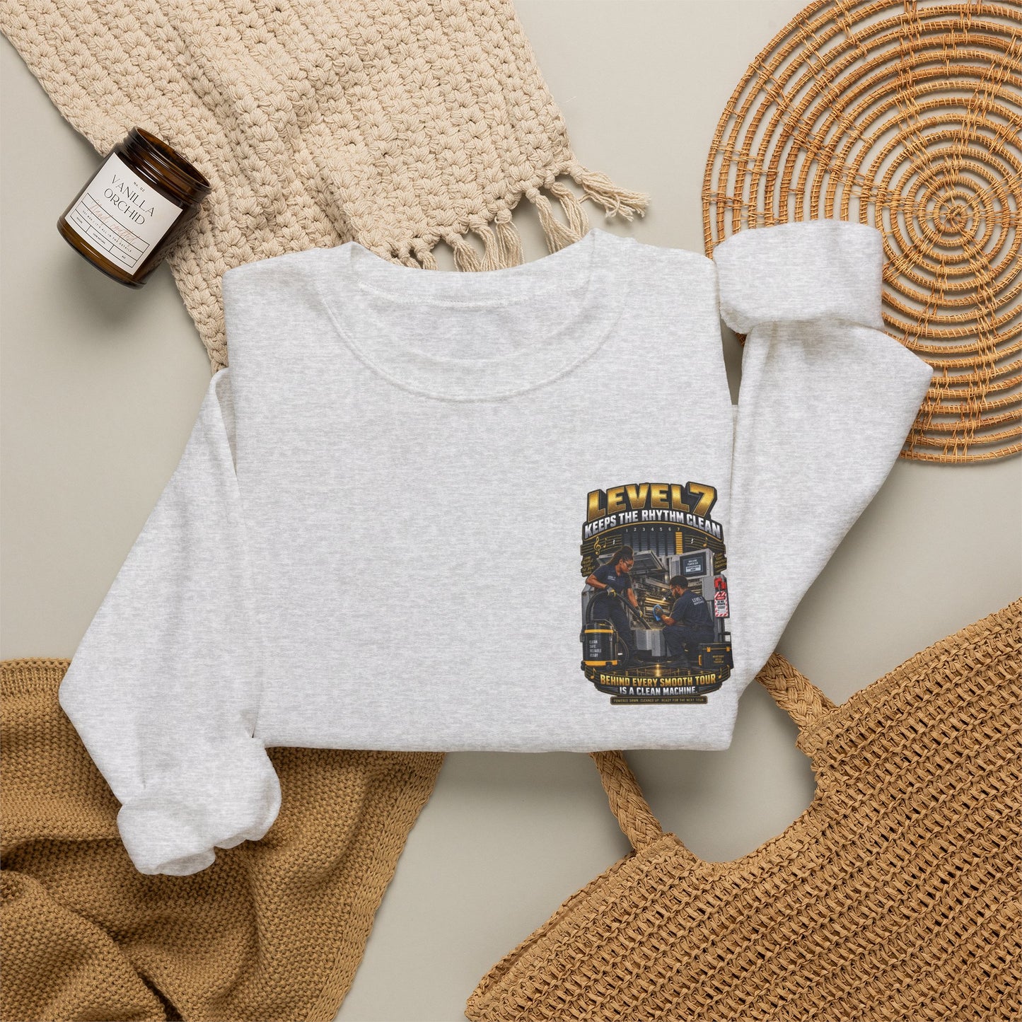 Postal Music - Level 7 Keeps the Rhythm Clean - Heavyweight Crewneck Sweatshirt