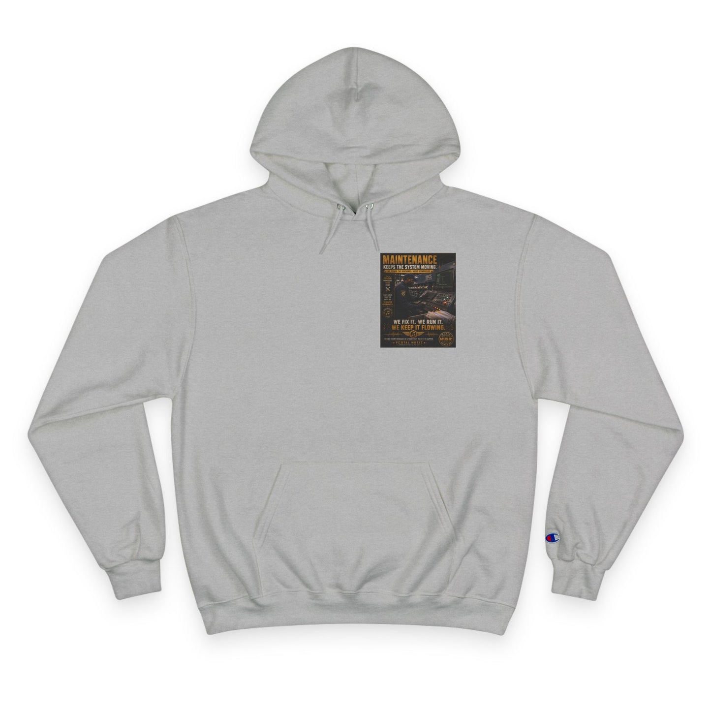 Postal Music — Maintenance Keeps the System Moving — Champion Premium Hoodie