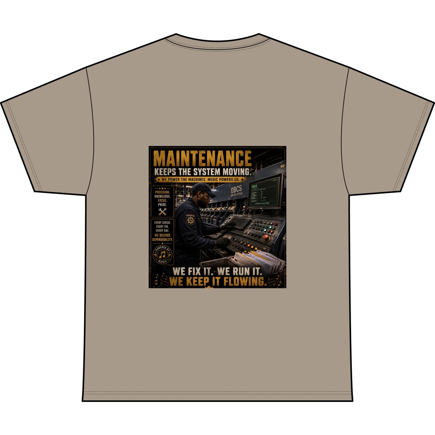Postal Music — Maintenance Keeps the System Moving — Heavyweight T-Shirt