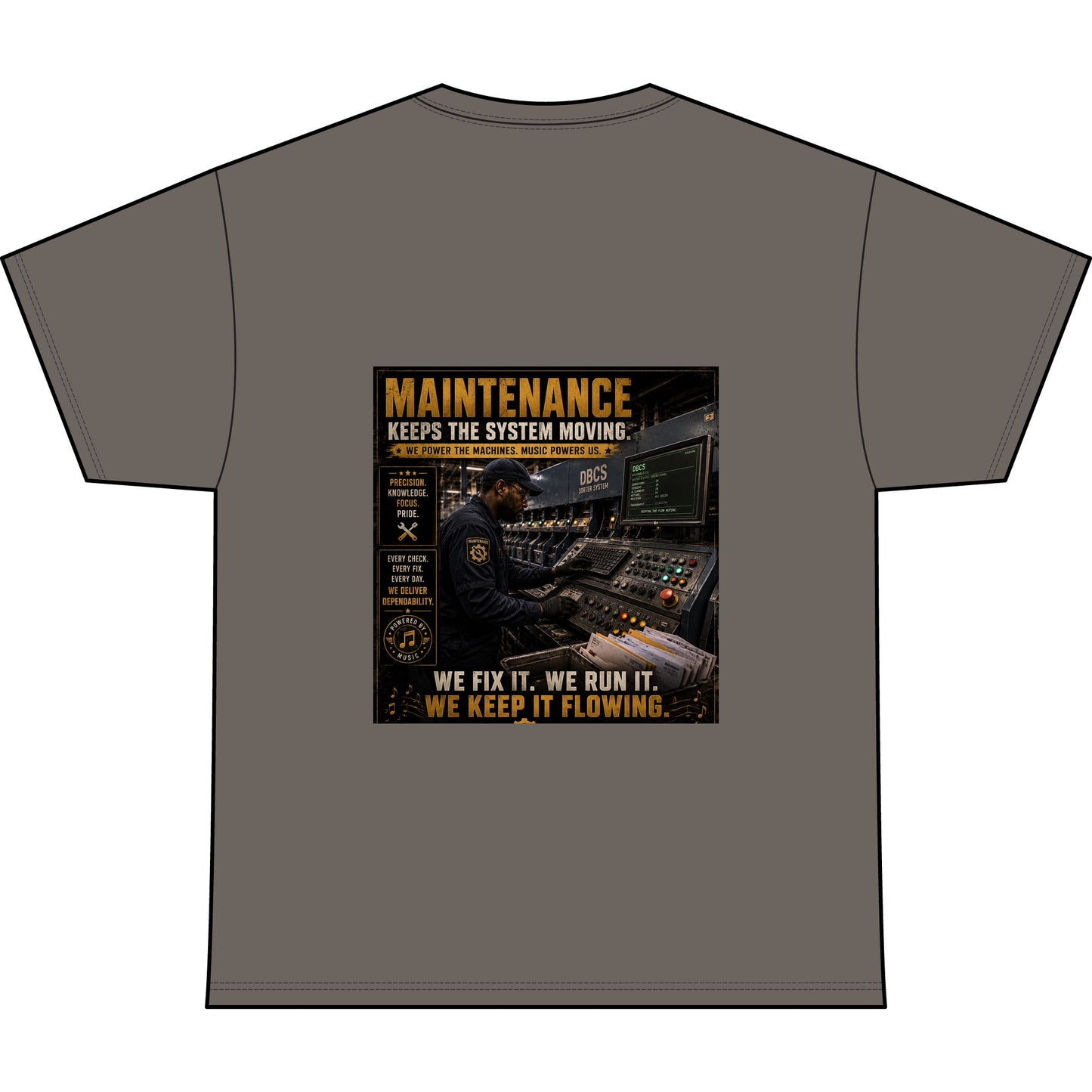 Postal Music — Maintenance Keeps the System Moving — Heavyweight T-Shirt