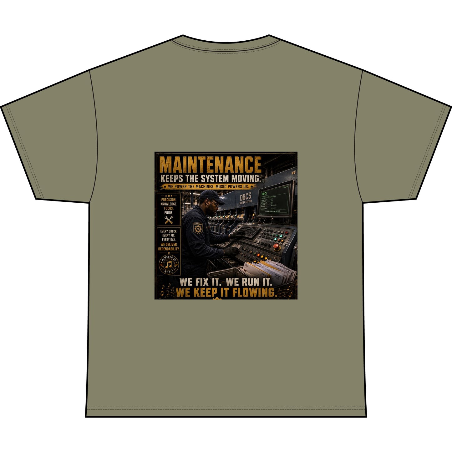 Postal Music — Maintenance Keeps the System Moving — Heavyweight T-Shirt