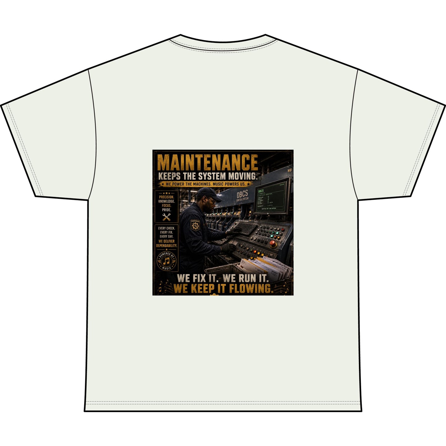 Postal Music — Maintenance Keeps the System Moving — Heavyweight T-Shirt
