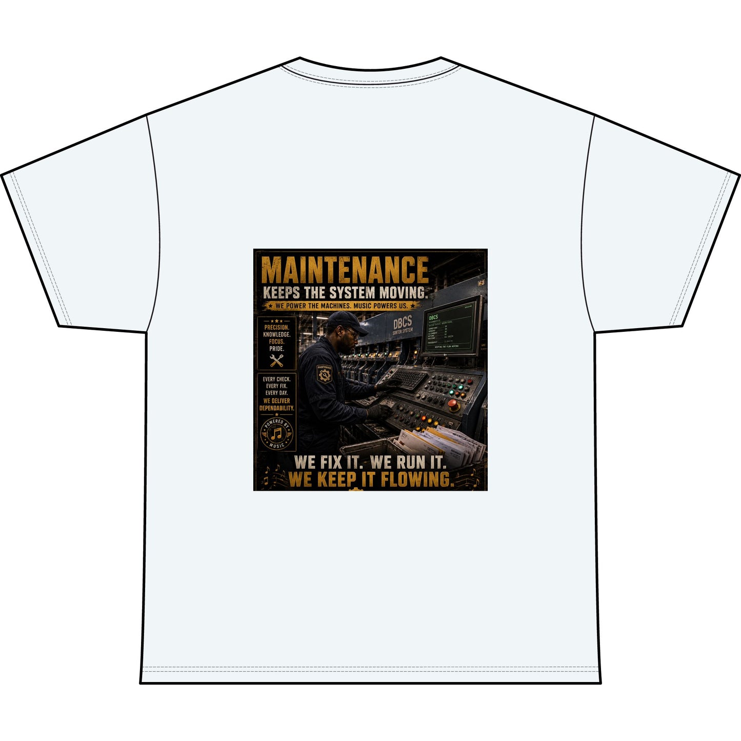 Postal Music — Maintenance Keeps the System Moving — Heavyweight T-Shirt
