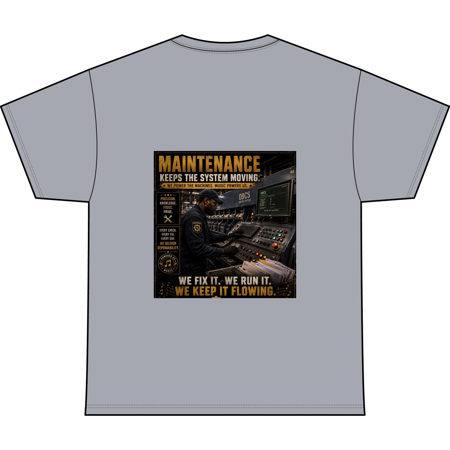 Postal Music — Maintenance Keeps the System Moving — Heavyweight T-Shirt