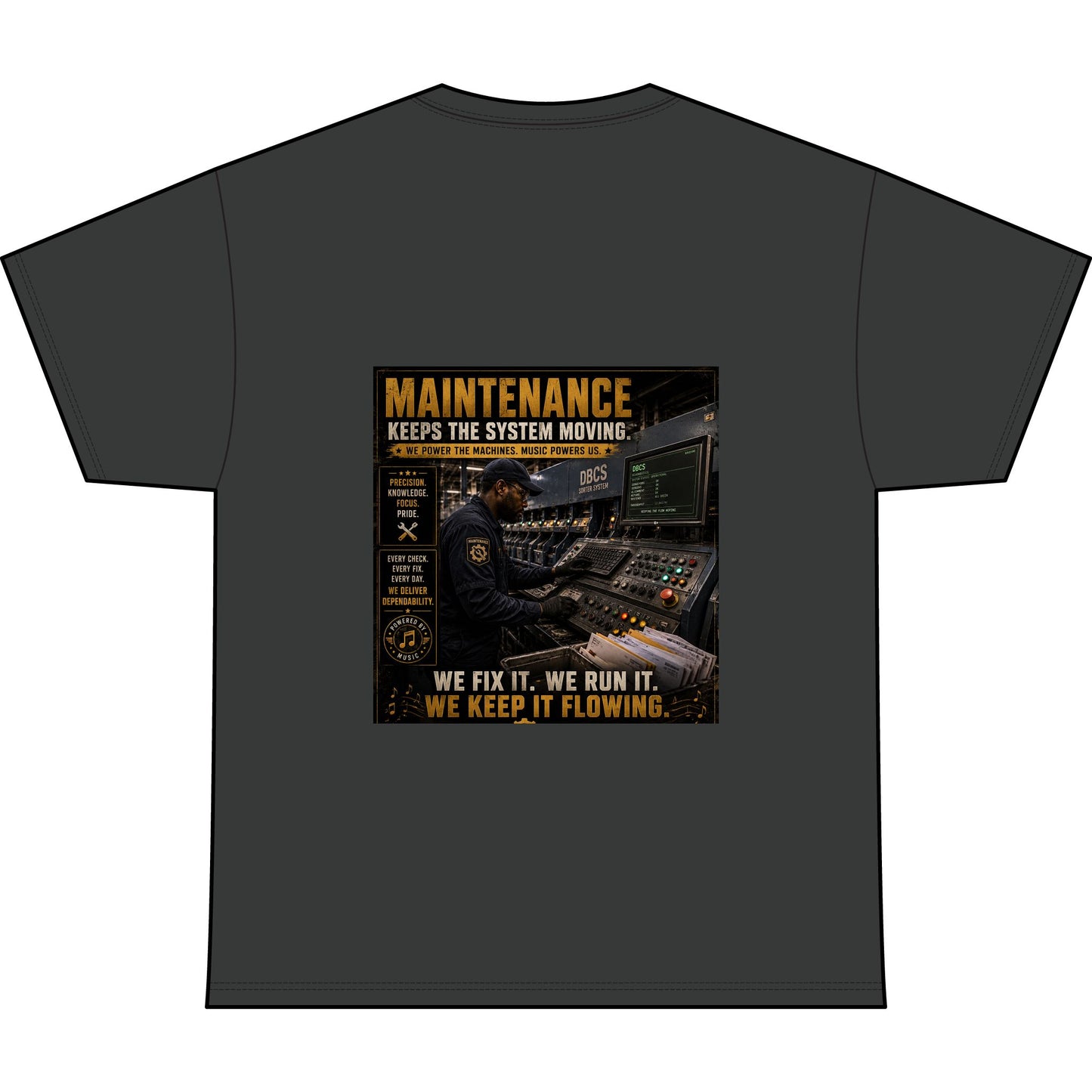 Postal Music — Maintenance Keeps the System Moving — Heavyweight T-Shirt