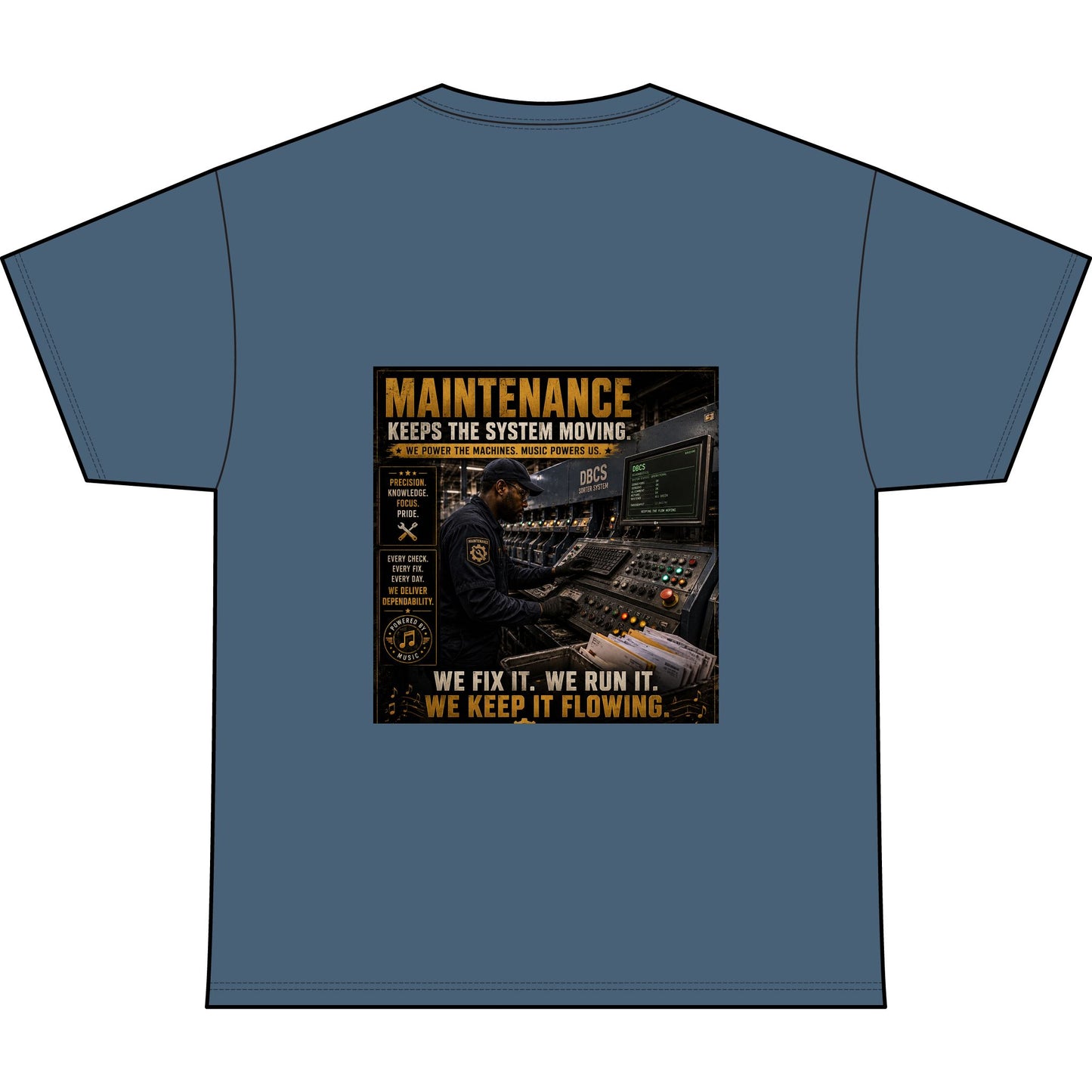 Postal Music — Maintenance Keeps the System Moving — Heavyweight T-Shirt