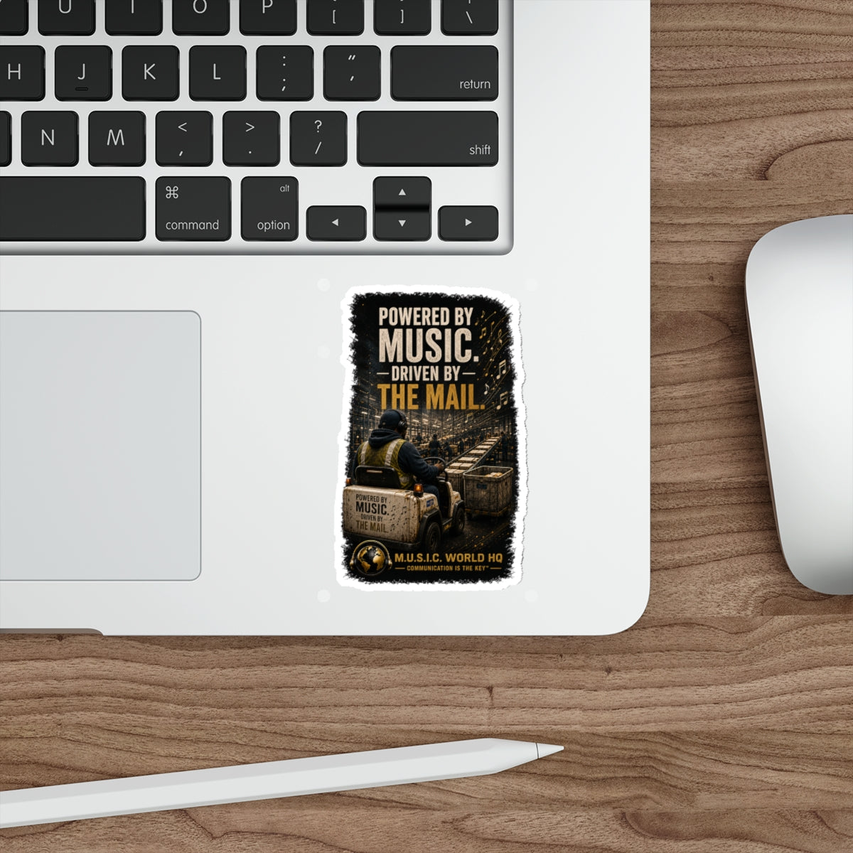 Postal Music - Powered by Music Die-Cut Sticker
