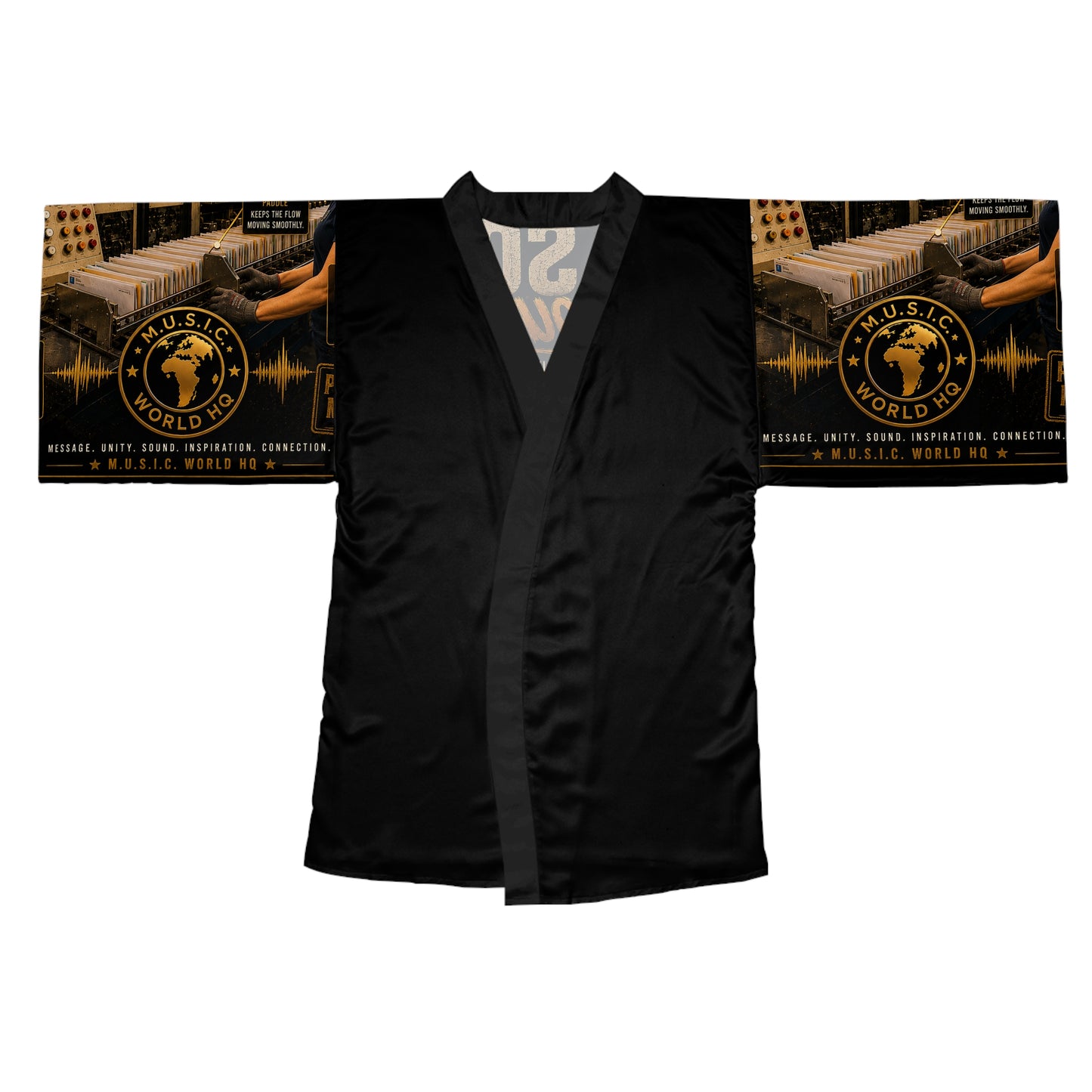 Postal Music — We Sort. You Count On It. — Long Sleeve Kimono Robe (AOP)