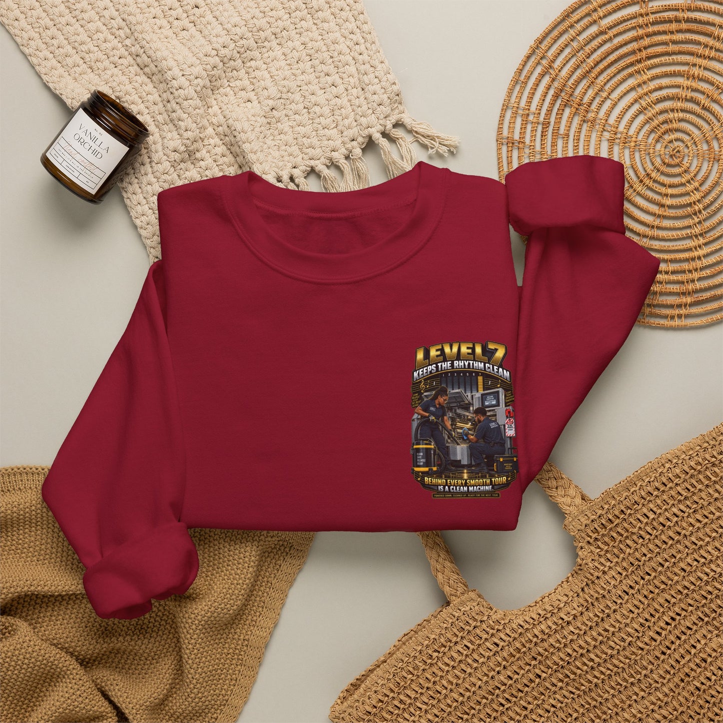 Postal Music - Level 7 Keeps the Rhythm Clean - Heavyweight Crewneck Sweatshirt