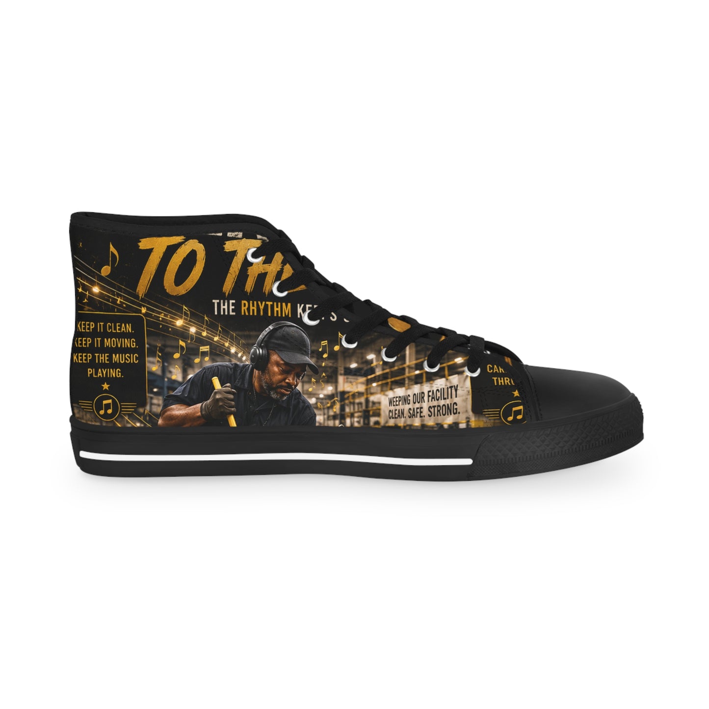 Cleaning to the Beat — High-Top Sneakers