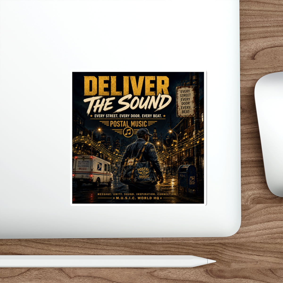 Postal Music — Deliver the Sound — Die-Cut Sticker