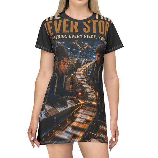 Postal Music — The Rhythm Never Stops — T-Shirt Dress (AOP)