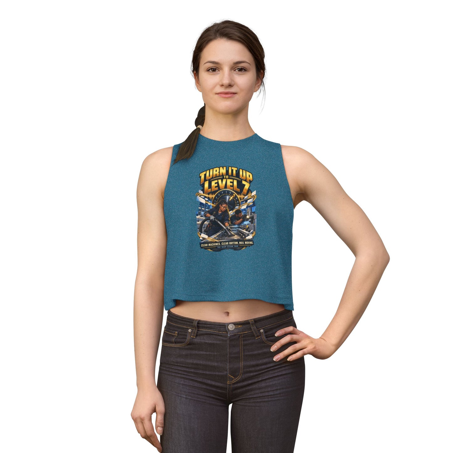 Postal Music - Turn It Up to Level 7 - Women's Crop T-Shirt