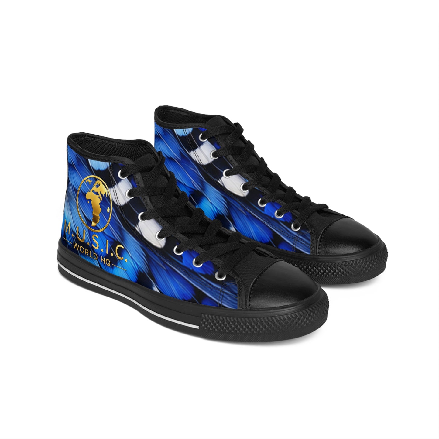Wild by Design™ — Blue Jay Print High-Top Sneakers | Feathered Royalty