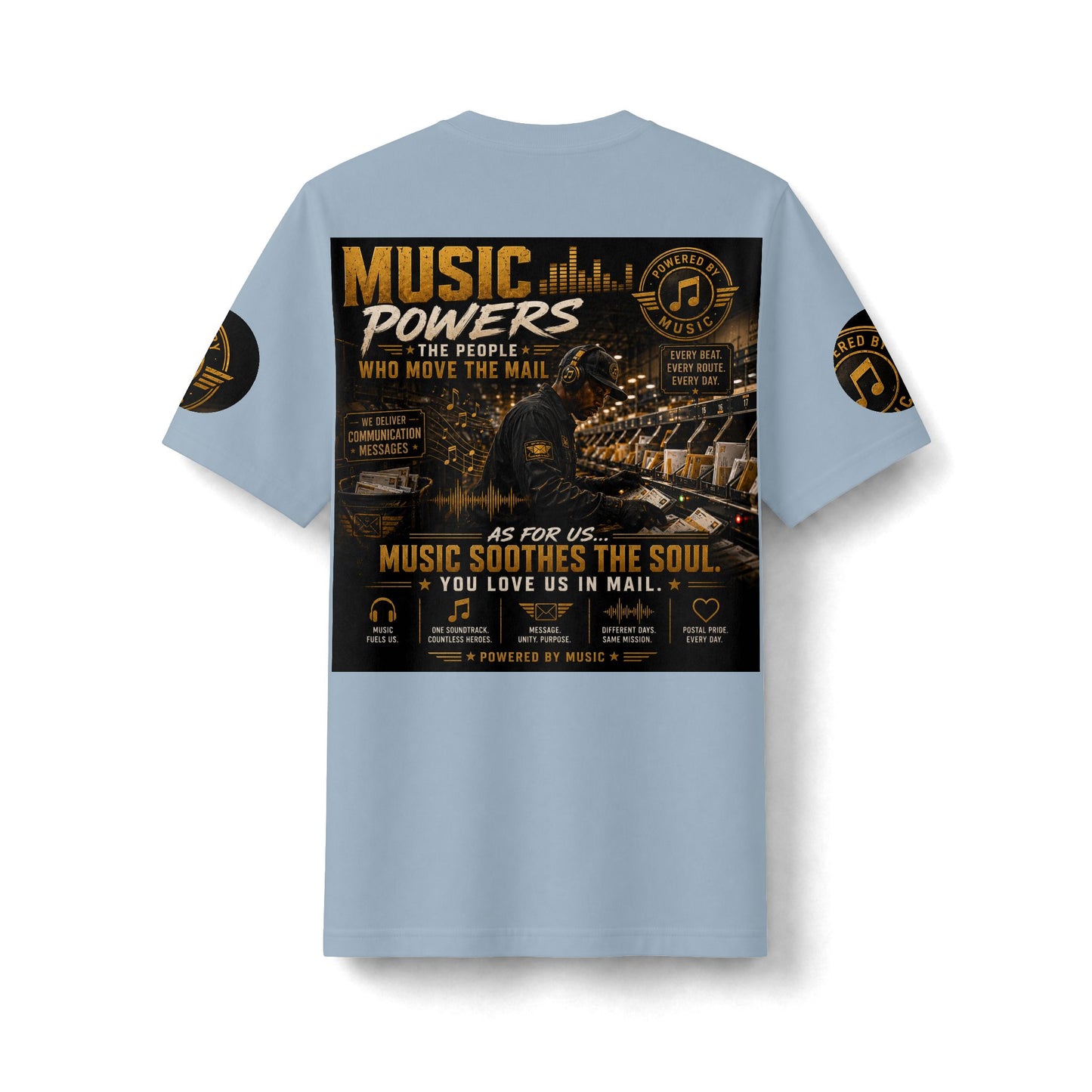 Postal Music — Music Powers the People — Heavyweight T-Shirt