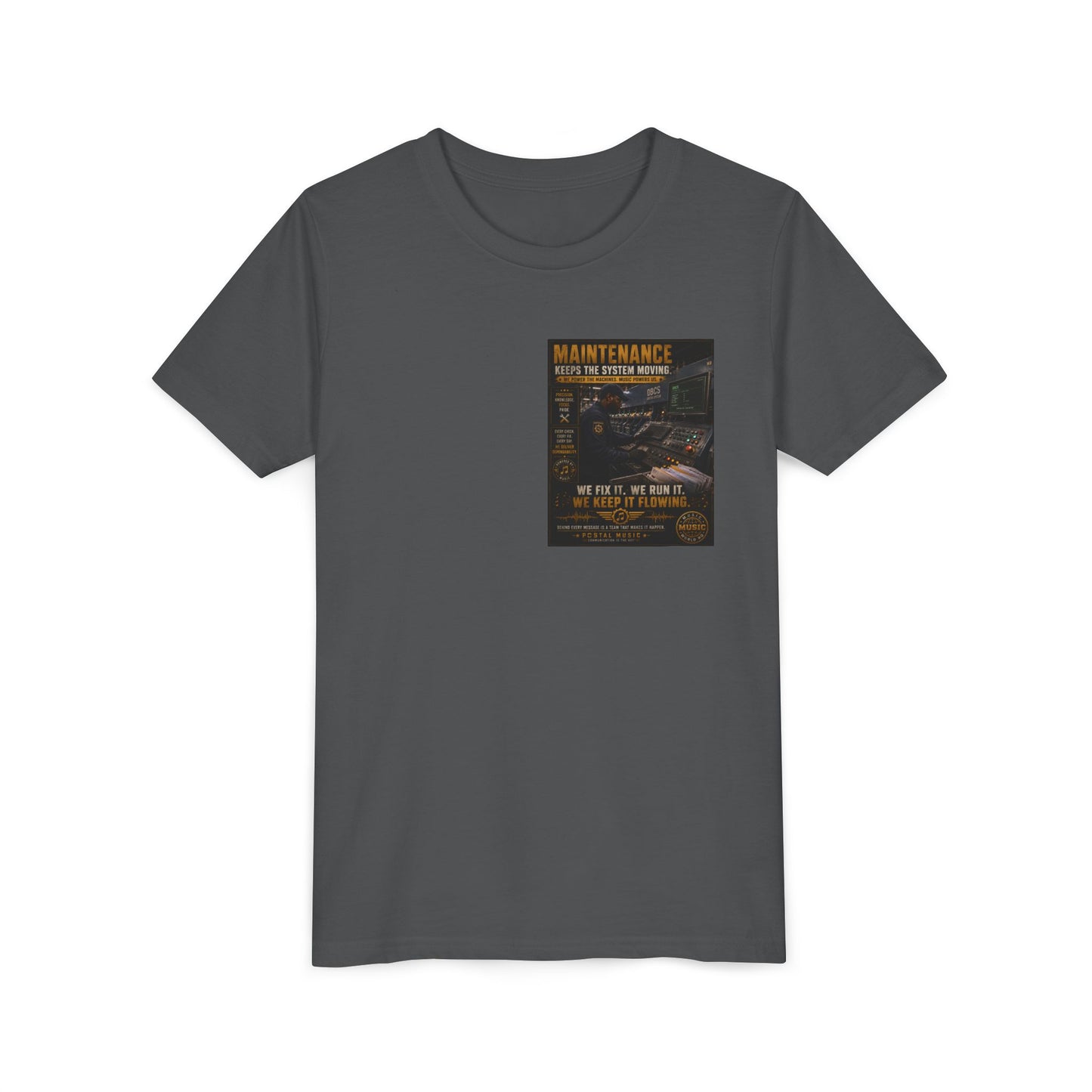 Postal Music — Maintenance Keeps the System Moving — Youth T-Shirt