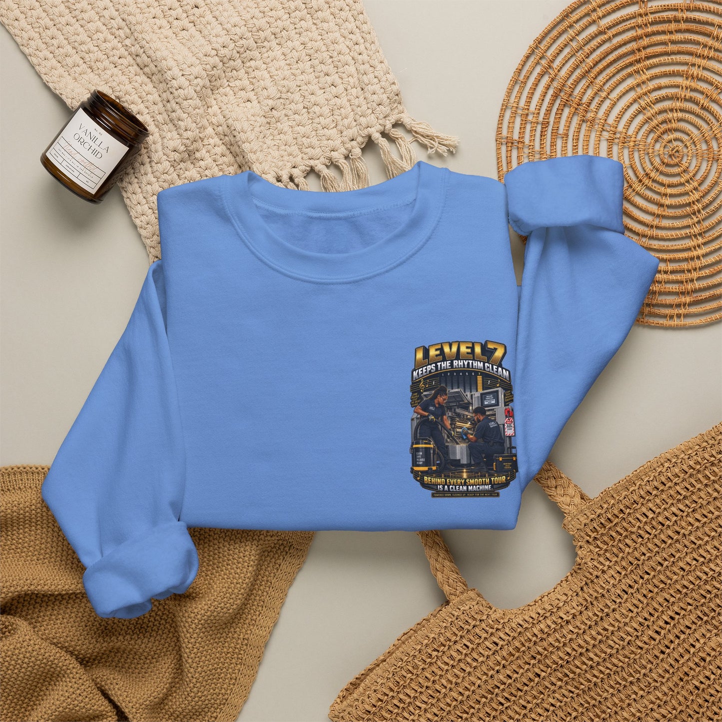 Postal Music - Level 7 Keeps the Rhythm Clean - Heavyweight Crewneck Sweatshirt