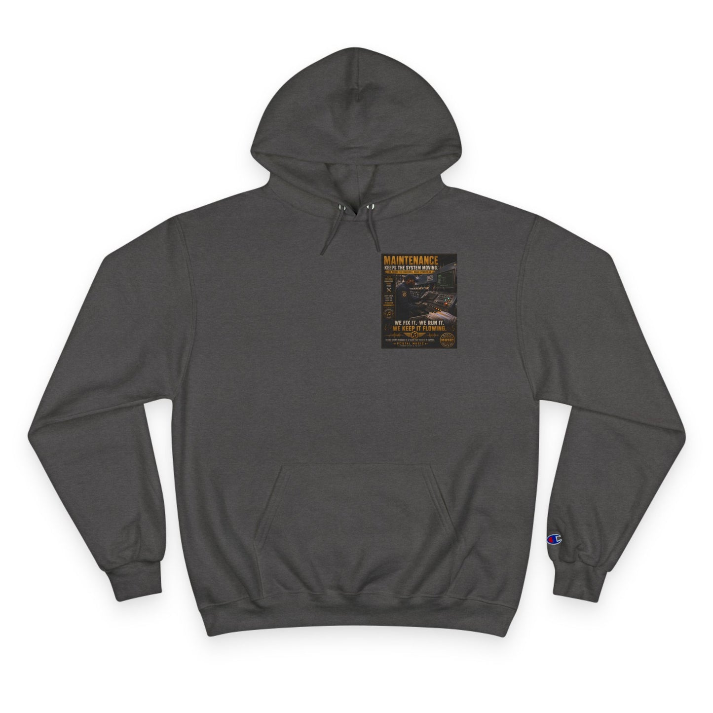 Postal Music — Maintenance Keeps the System Moving — Champion Premium Hoodie