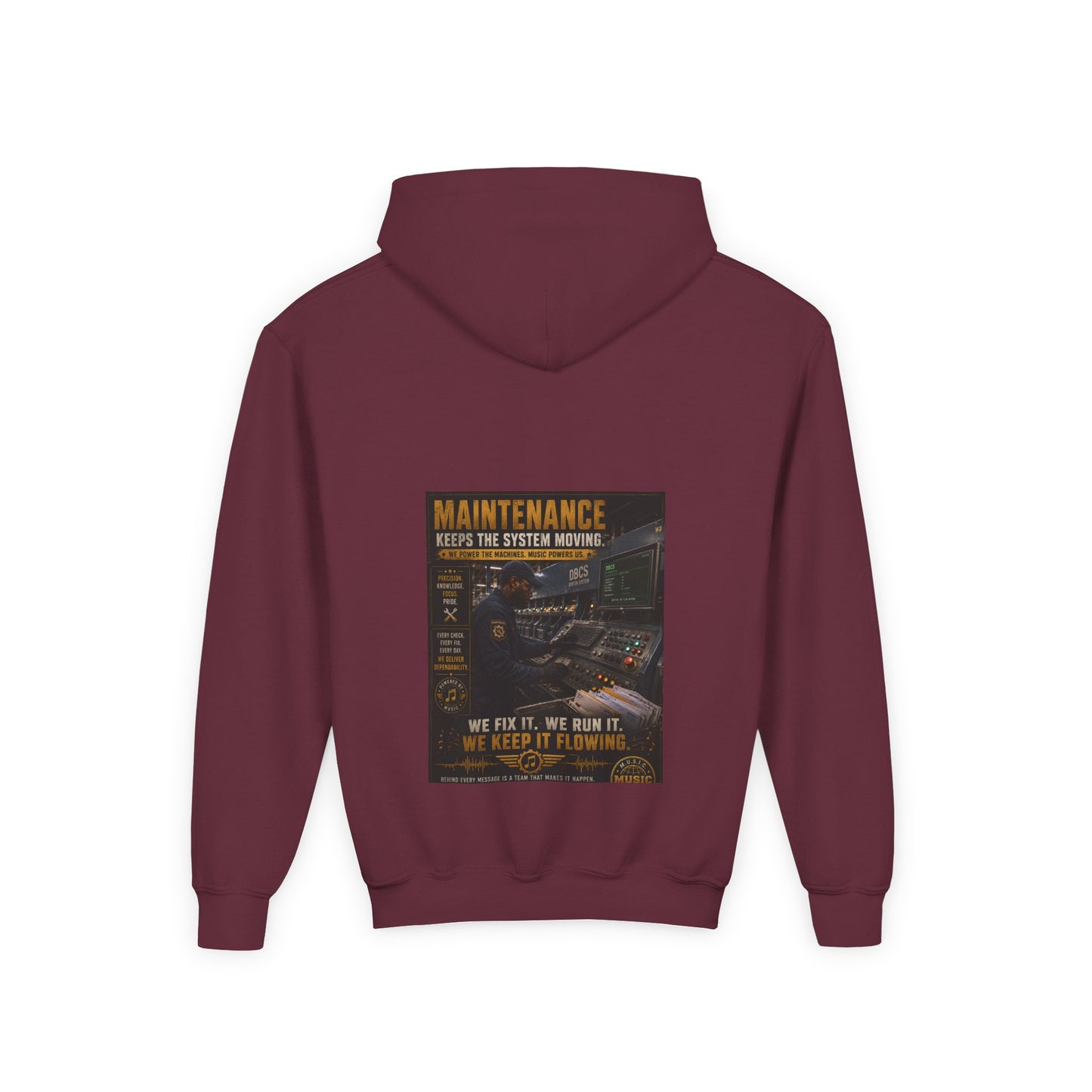 Postal Music — Maintenance Keeps the System Moving — Youth Hoodie