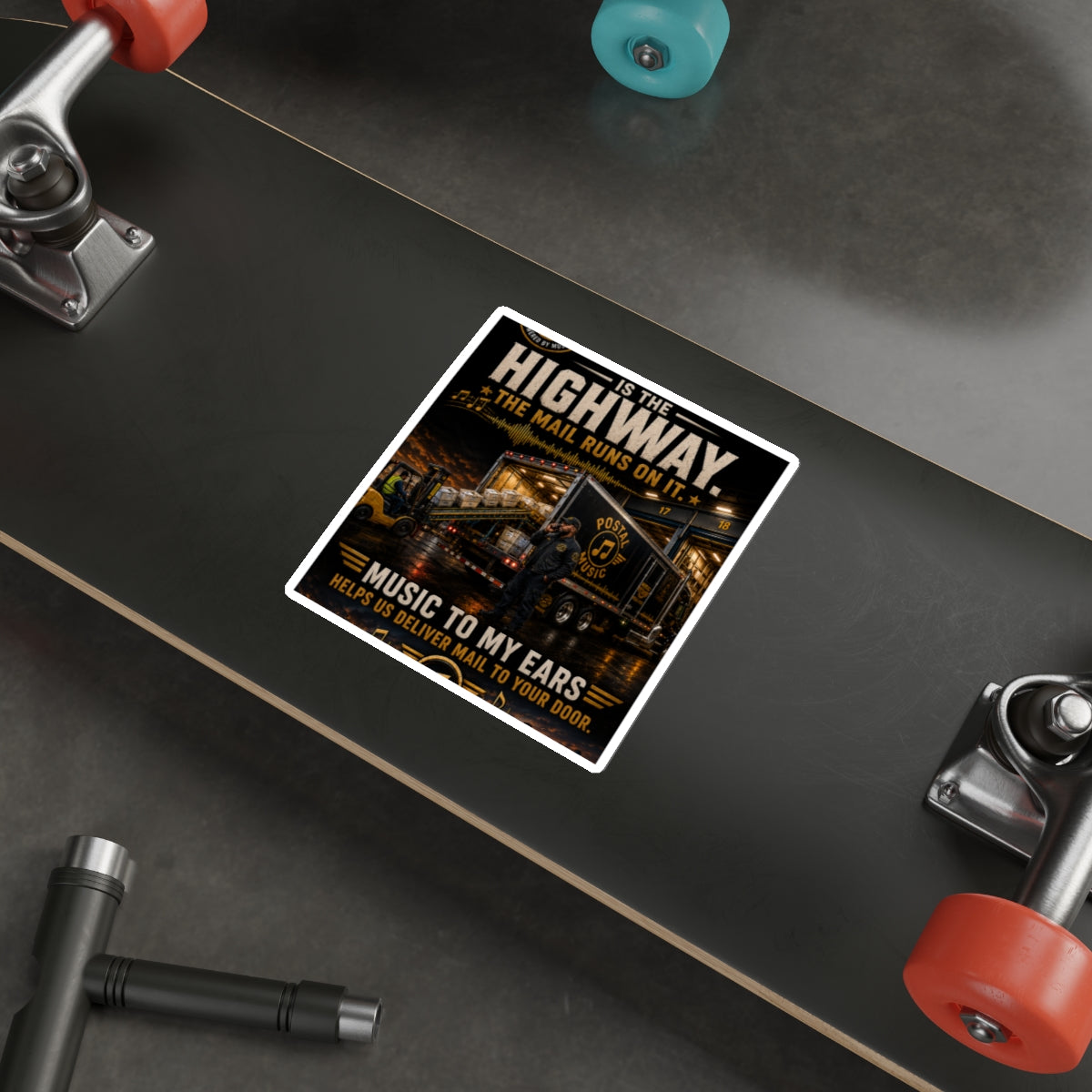 Postal Music — Music Is the Highway — Die-Cut Sticker