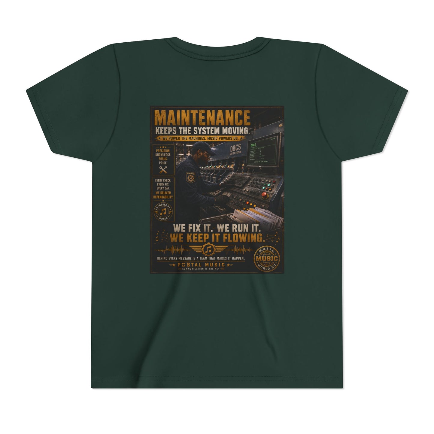 Postal Music — Maintenance Keeps the System Moving — Youth T-Shirt