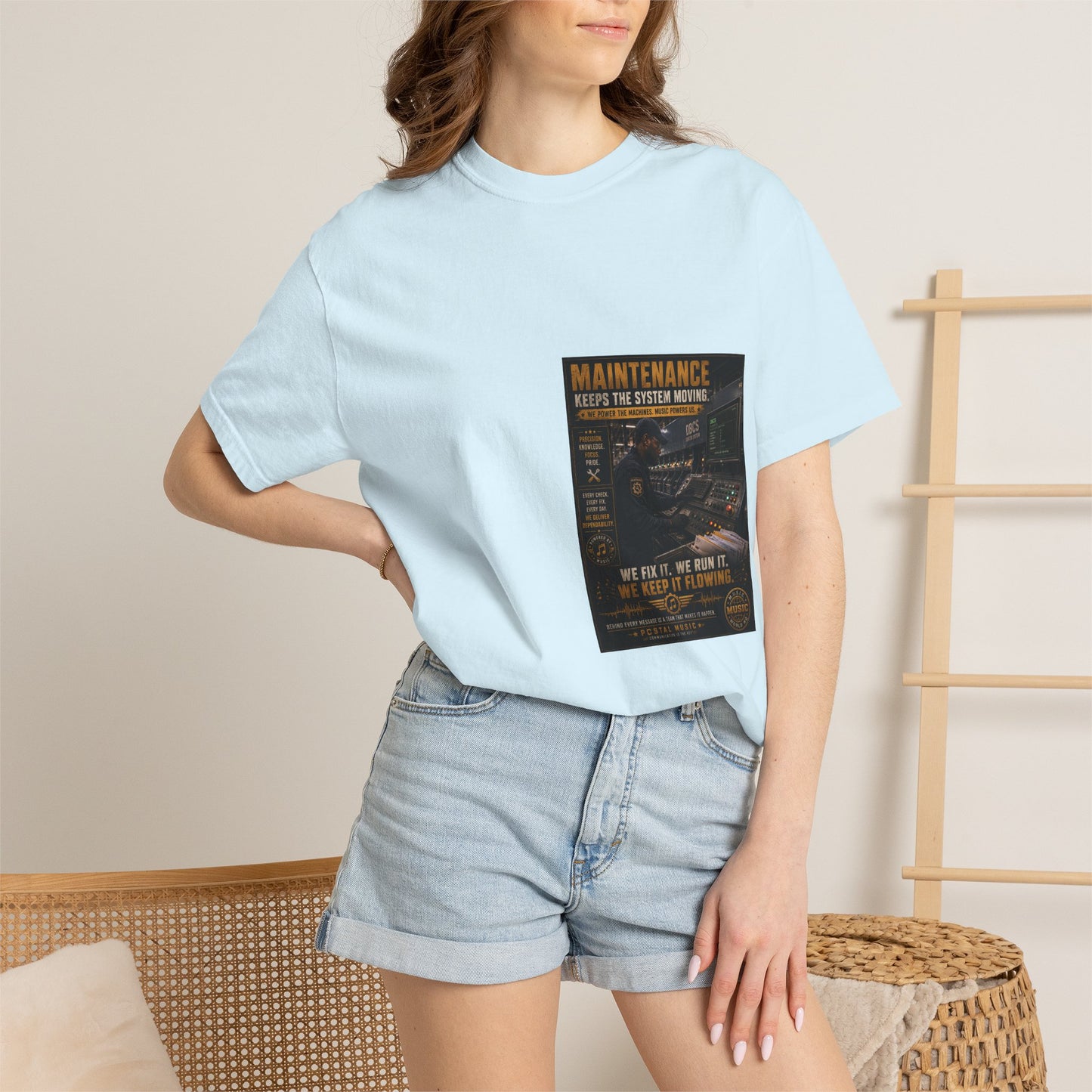 Postal Music — Maintenance Keeps the System Moving — Garment-Dyed T-Shirt
