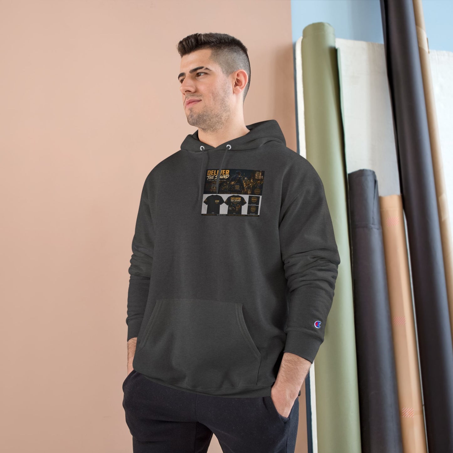 Postal Music — Deliver the Sound — Champion Premium Hoodie