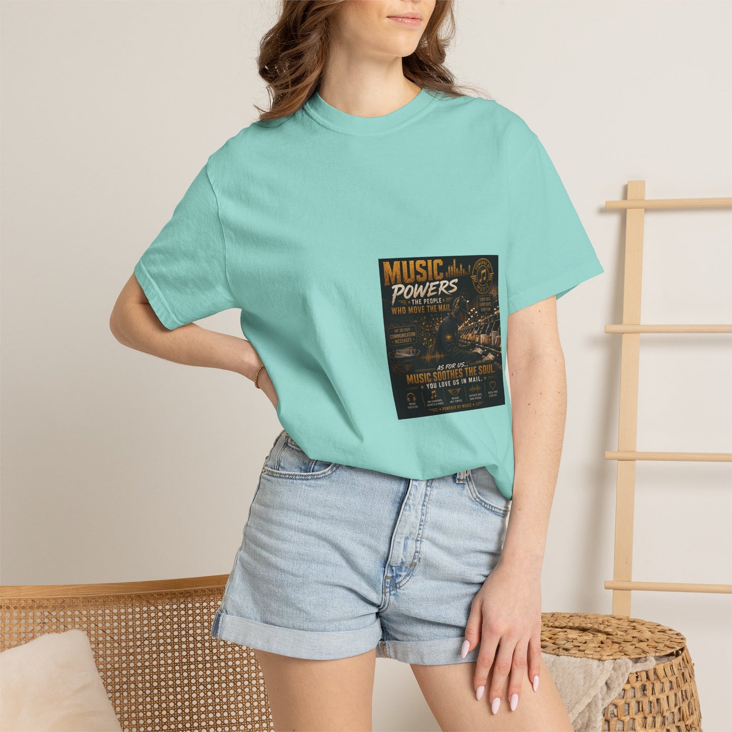 Postal Music — Music Powers the People — Garment-Dyed T-Shirt