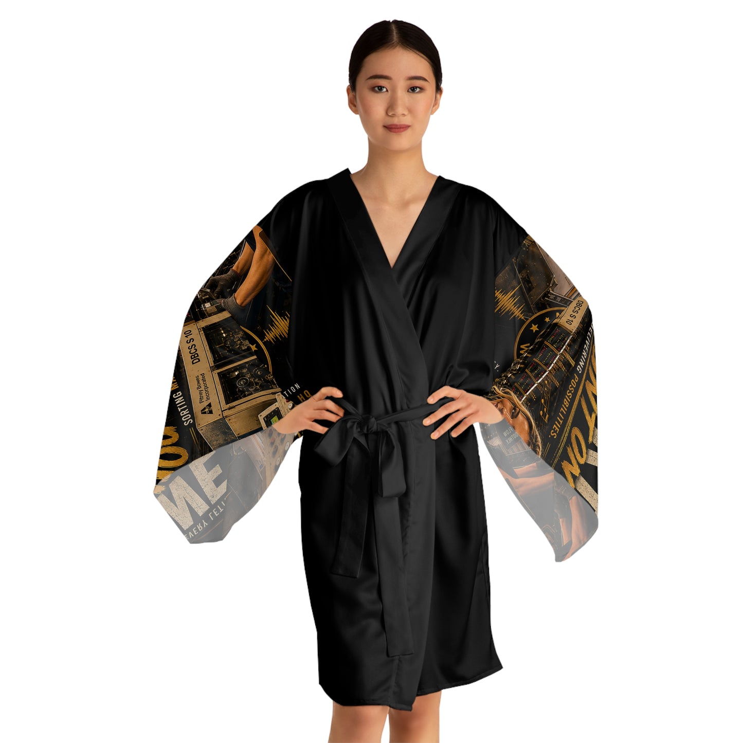 Postal Music — We Sort. You Count On It. — Long Sleeve Kimono Robe (AOP)