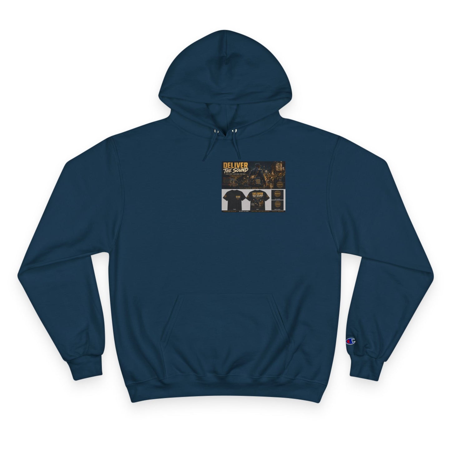 Postal Music — Deliver the Sound — Champion Premium Hoodie