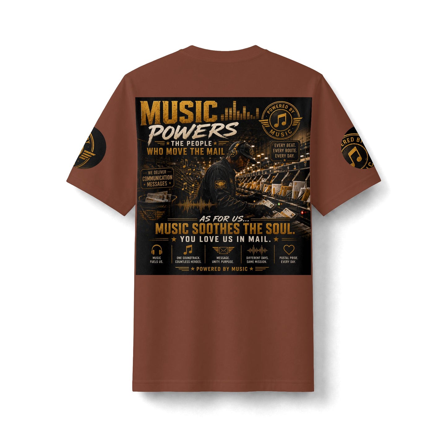 Postal Music — Music Powers the People — Heavyweight T-Shirt