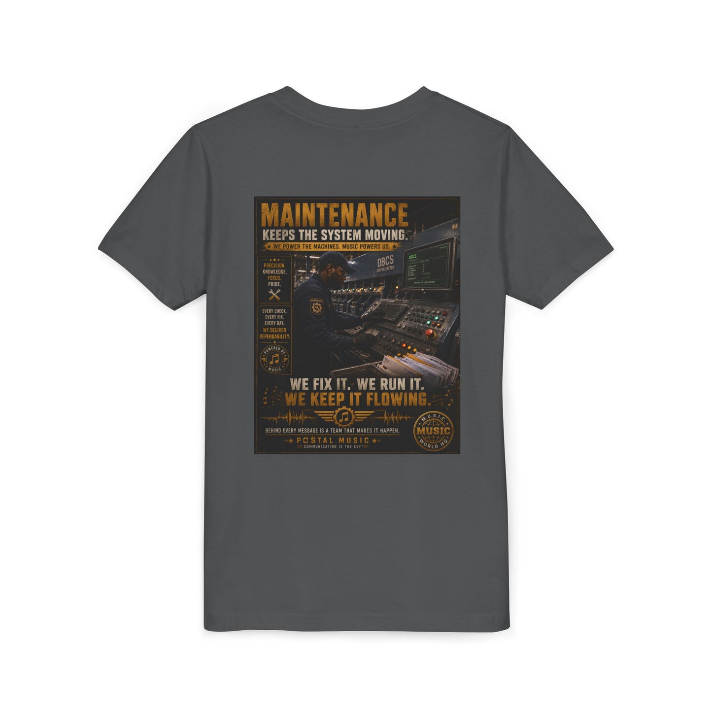 Postal Music — Maintenance Keeps the System Moving — Youth T-Shirt
