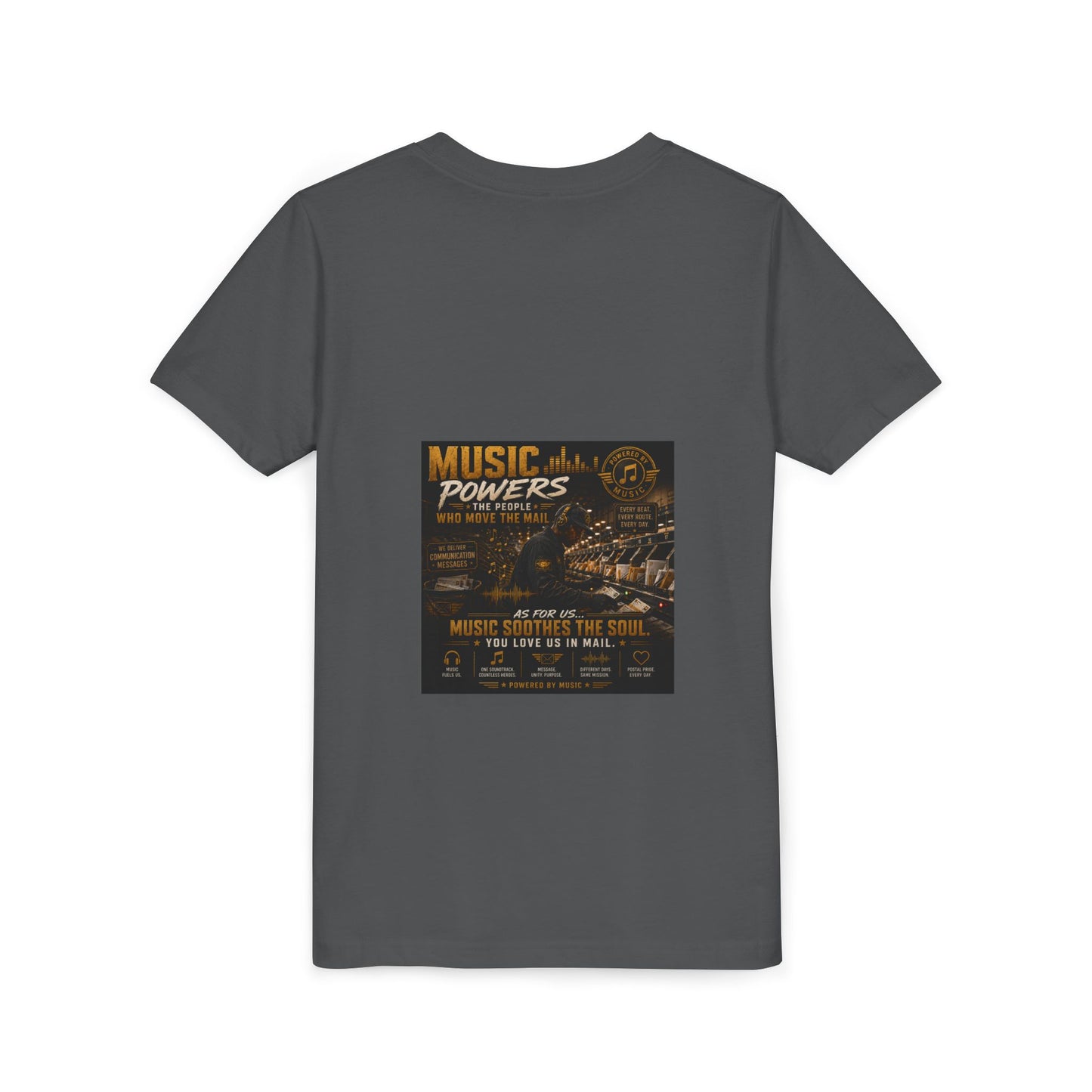 Postal Music — Music Powers the People — Youth T-Shirt