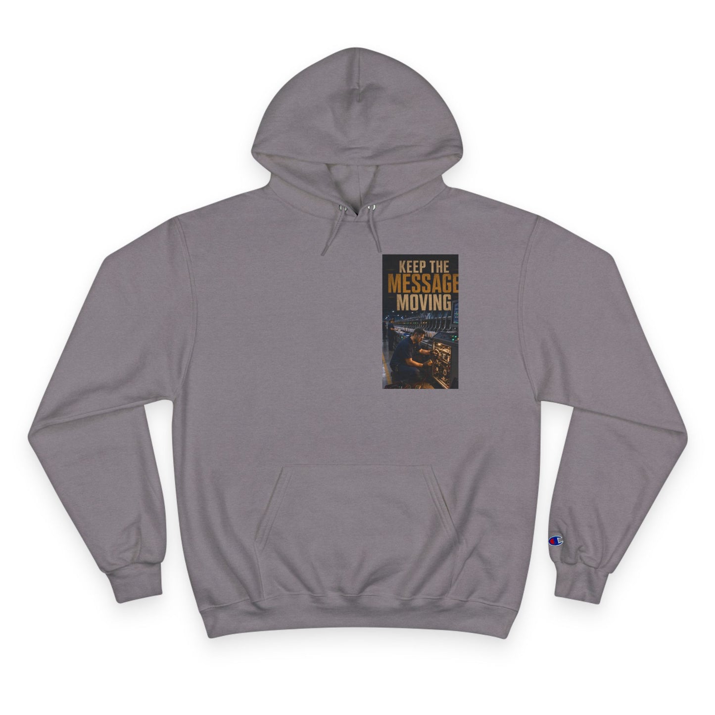 Postal Music — Keep the Message Moving — Champion Premium Hoodie