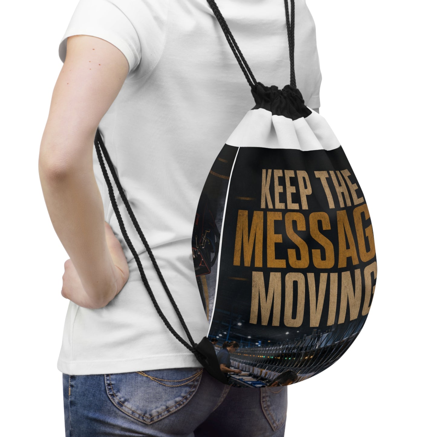 Postal Music — Keep the Message Moving — Drawstring Backpack
