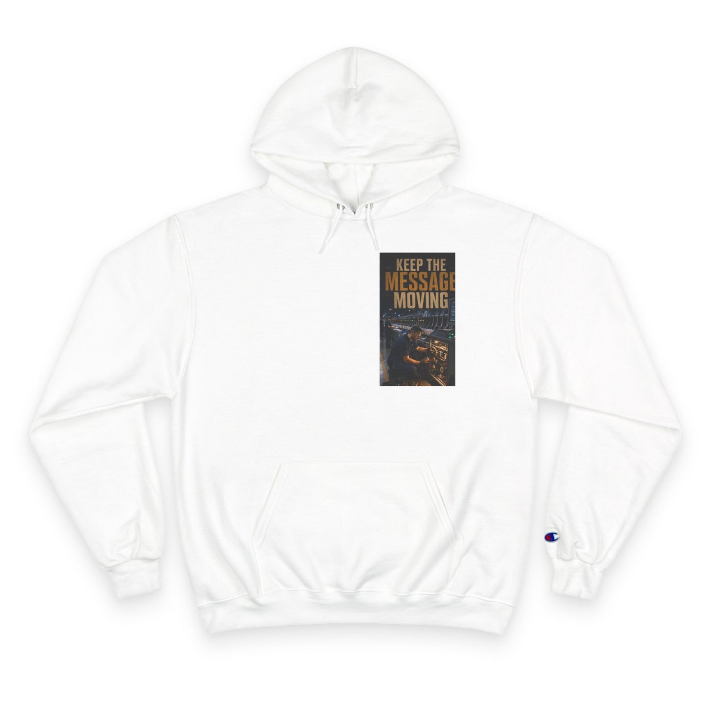 Postal Music — Keep the Message Moving — Champion Premium Hoodie