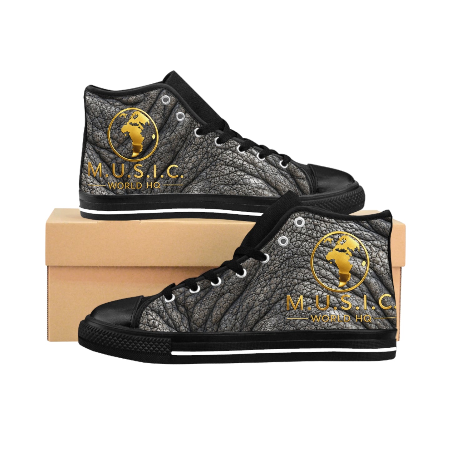Wild by Design™ — African Elephant Print High-Top Sneakers | Safari Heritage