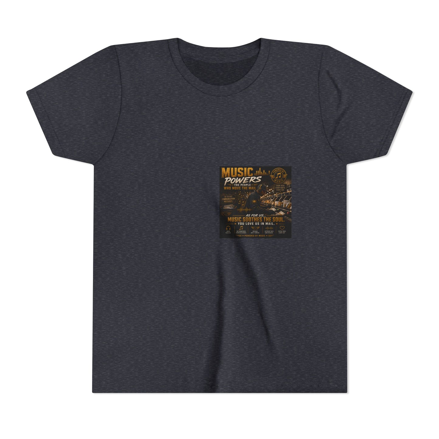 Postal Music — Music Powers the People — Youth T-Shirt