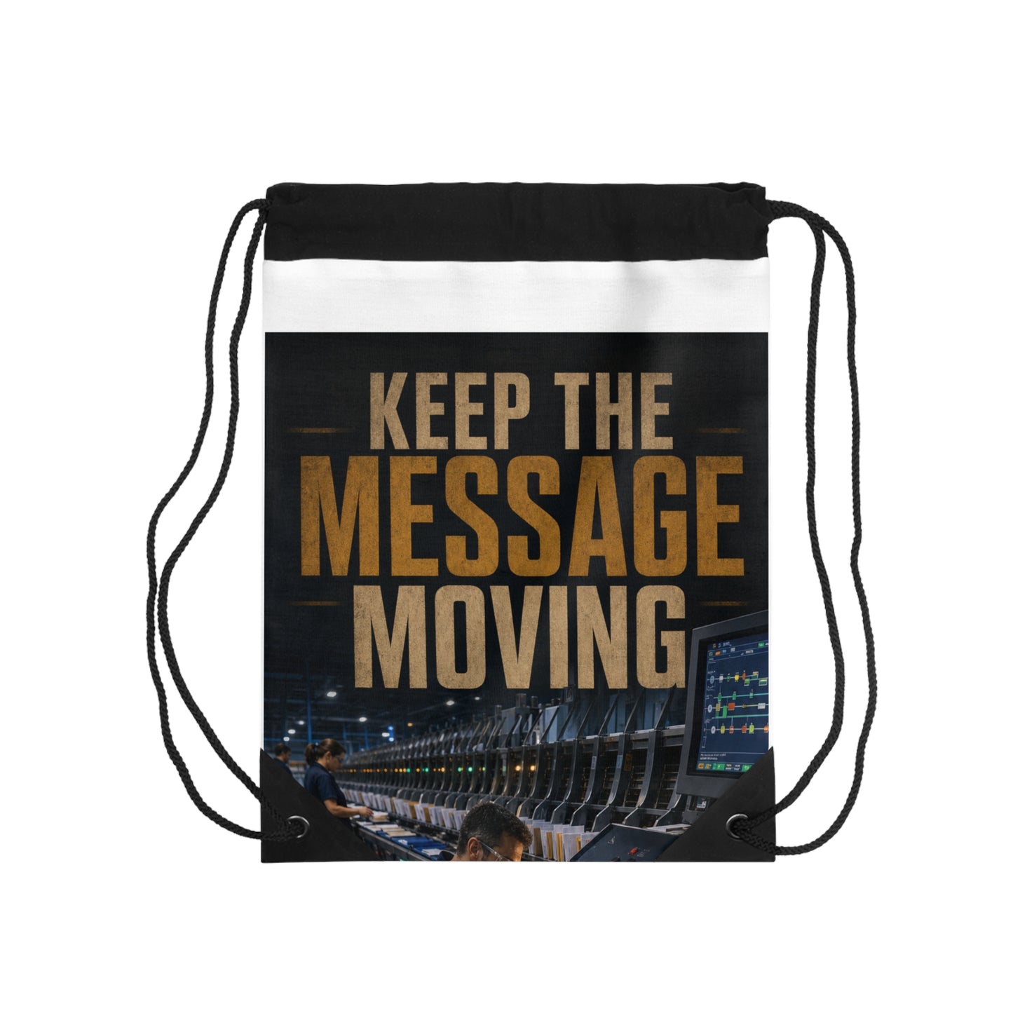 Postal Music — Keep the Message Moving — Drawstring Backpack