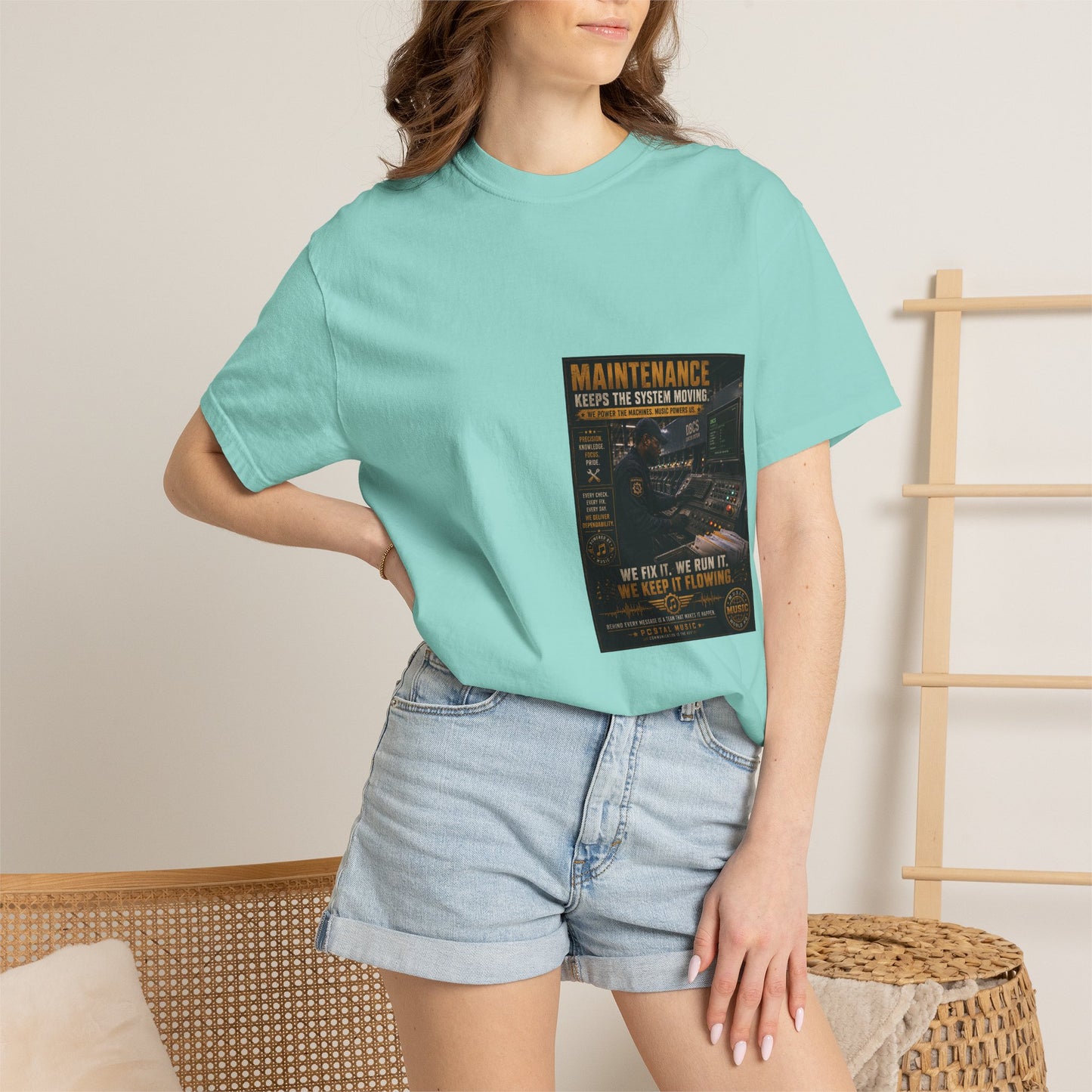 Postal Music — Maintenance Keeps the System Moving — Garment-Dyed T-Shirt