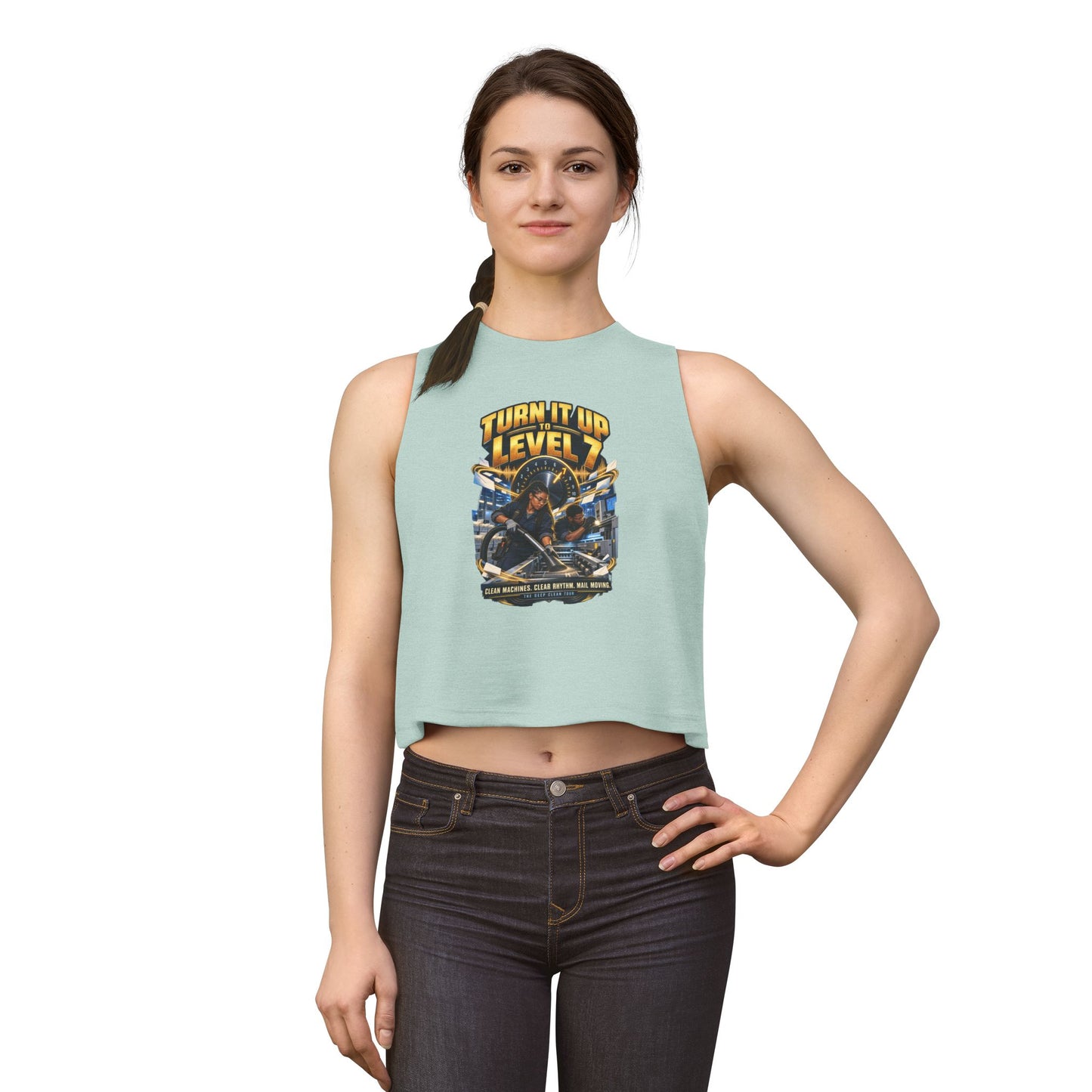 Postal Music - Turn It Up to Level 7 - Women's Crop T-Shirt