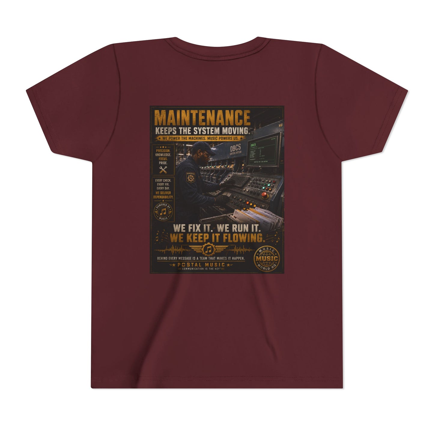 Postal Music — Maintenance Keeps the System Moving — Youth T-Shirt