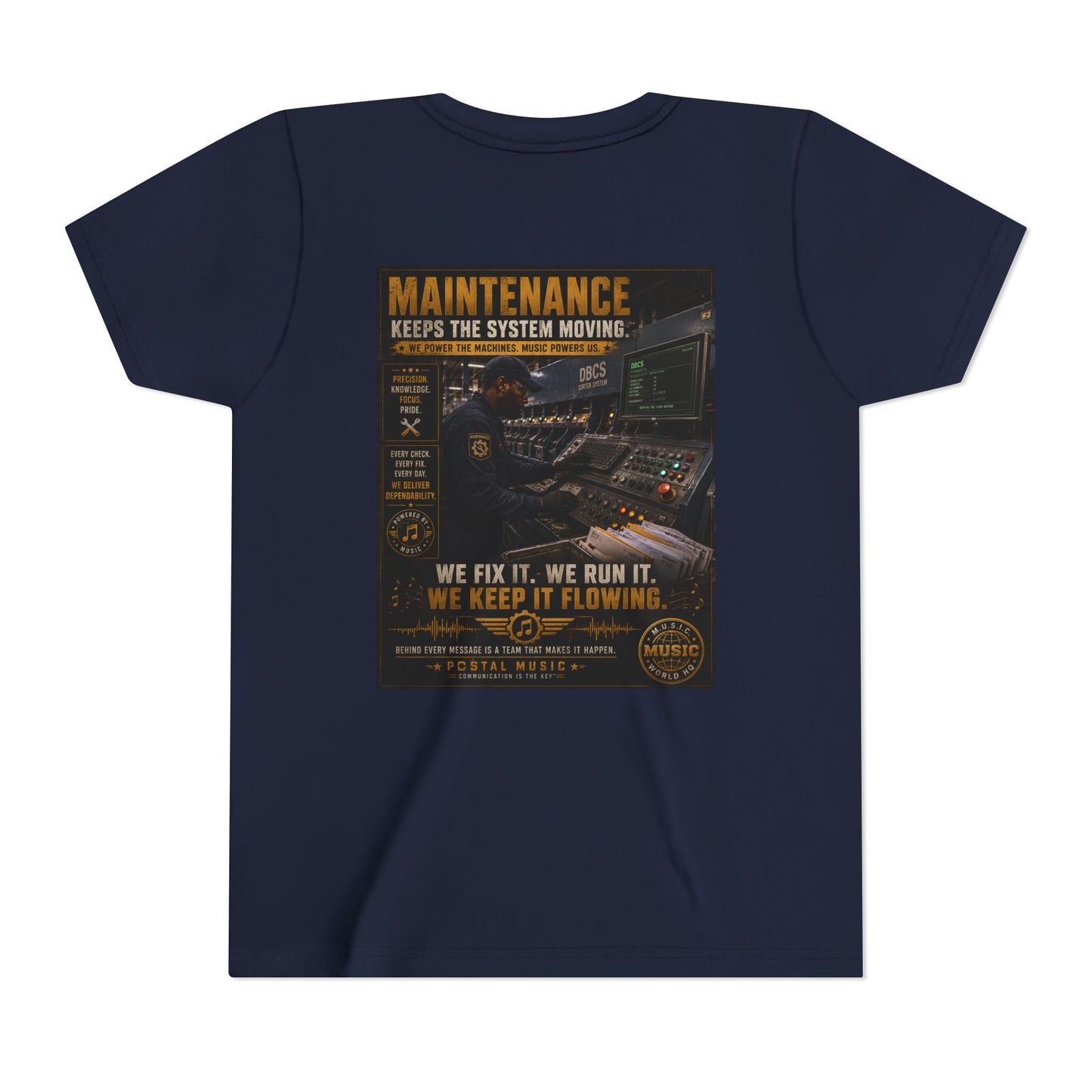Postal Music — Maintenance Keeps the System Moving — Youth T-Shirt