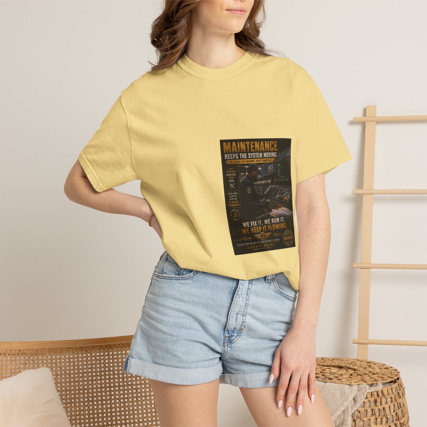 Postal Music — Maintenance Keeps the System Moving — Garment-Dyed T-Shirt