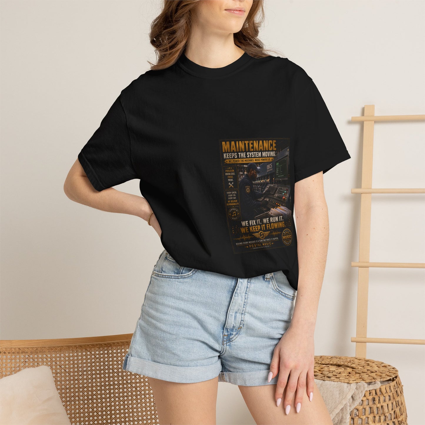 Postal Music — Maintenance Keeps the System Moving — Garment-Dyed T-Shirt