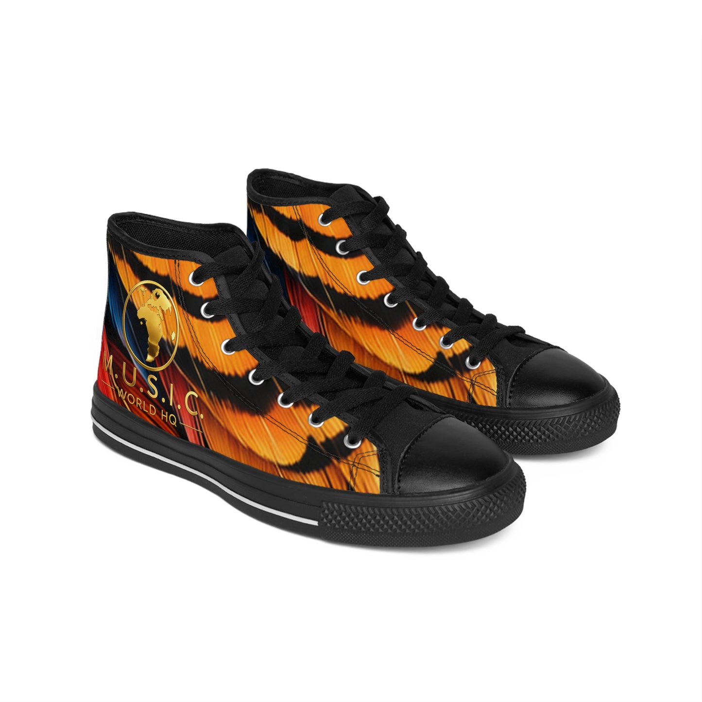 Wild by Design™ — Golden Pheasant Print High-Top Sneakers | Feathered Royalty